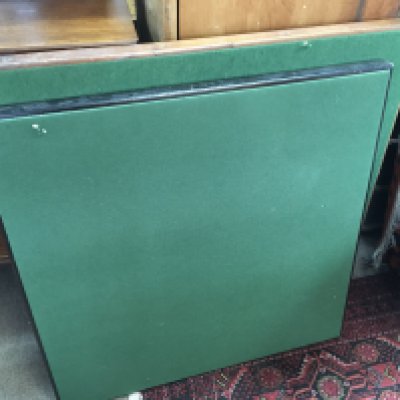 Three folding games tables with green beize tops. Smallest table 66cm wide, 76cm Long.