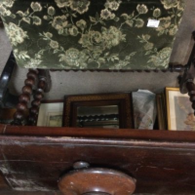 A collection of furniture comprising a jardiniere stand two occasional tables stool and chair.