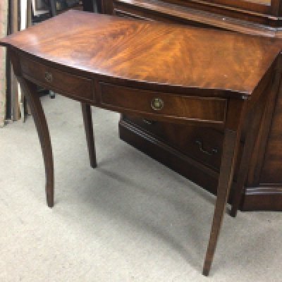 A Mahogany side table fitted with two drawers and with inverted legs width 86cm
