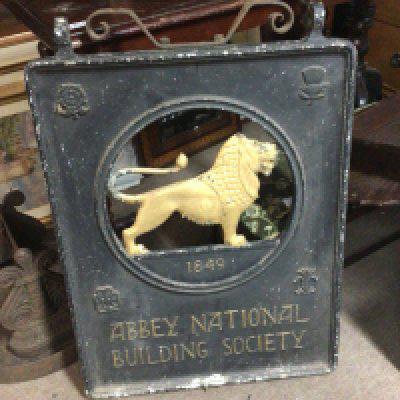 A Vintage cast iron Abbey National building Society Sign. 74x54cm