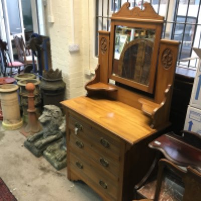 A walnut dressing table 92 wide 48 deep 174 cm tall.