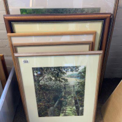 10 good framed watercolour paintings, landscape, coastal and town views.