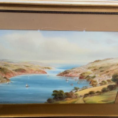 2 Isle of White coastal view watercolours by Gurman Morris. 69cm x 60cm