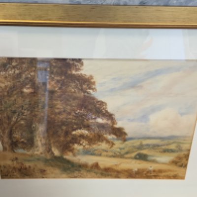 Fred Hines dated 1894 Watercolour, landscape farm view 79cm x 62cm, Hamilton Chapman harbour scene dated 1932, together with 6 additional artworks by various artists. (D)