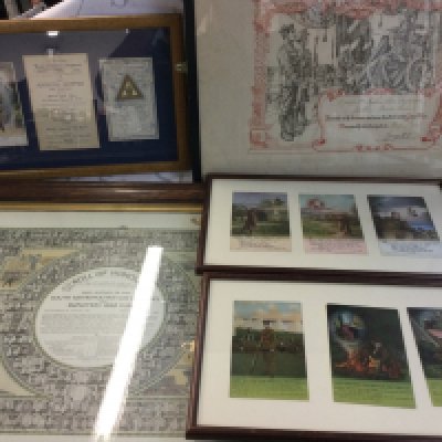 A collection of framed vintage silk postcards and roll or honour and world war 1 cards. Postage D