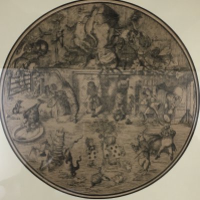 Two framed prints- Lord of the Rings and Alice in Wonderland