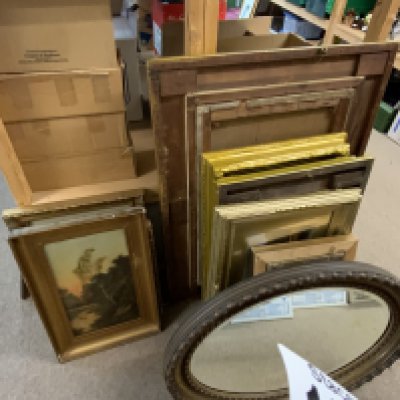A large collection of early gilt framed pictures.