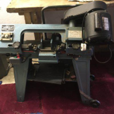 An Electric workshop metal cutting band saw. The Alpne single phase electric in good condition seen working serial number RF115 buyer to collect sold in situ viewing by appointment location area RM15.