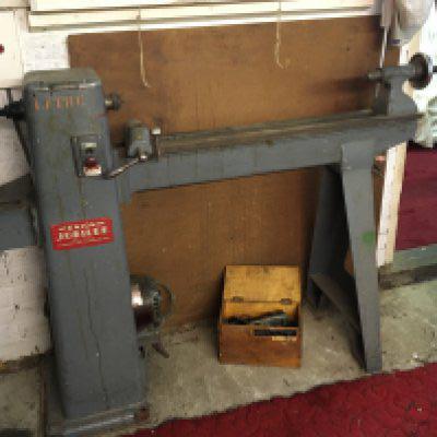 A Union Jubilee lathe single phase electric with a box of fittings and accessories. Sold in situ buyer to collect viewing bu appointment only area RM15.
