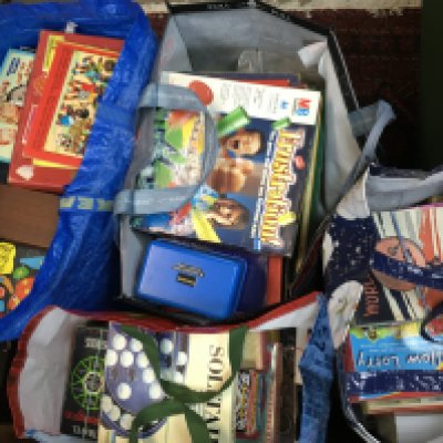 A large collection of vintage boxed board games including Hookem, Contraband, Thomas the tank engine picture puzzle blocks, card games, Subbuteo floodlighting table soccer etc