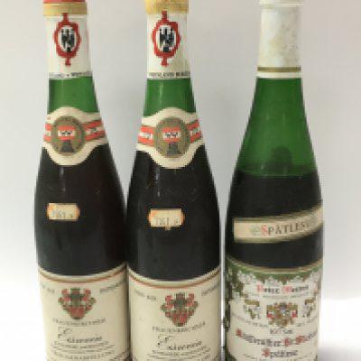 A collection of vintage Austrian and German wine including two bottles of Frauenkirchner Eiswein and a bottle of 1975 Klusserather St. Michael Riesling Spatlese , this lot cannot be posted