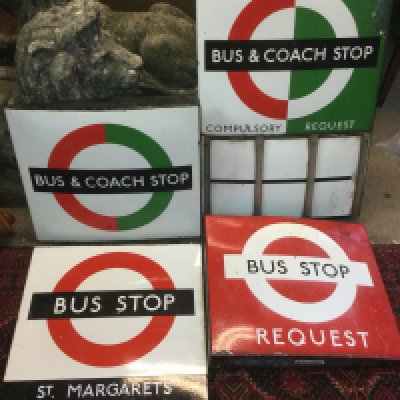 Four London Transport enamel bus signs. Shipping category D.