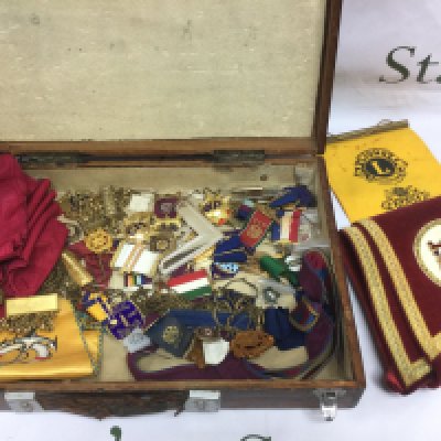 A case of Masonic regalia. Shipping category C.
