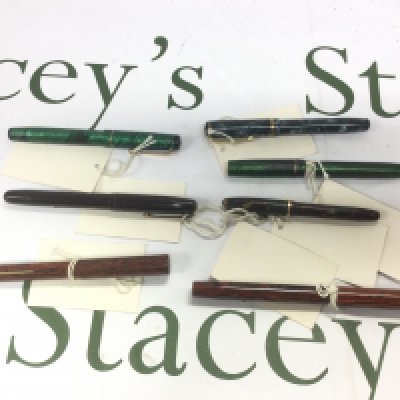 Seven fountain pens comprising Waterman and Conway Stewart examples. Shipping category A.