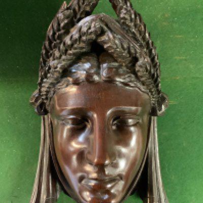 A large carved wooden classical wall mask 35cm.