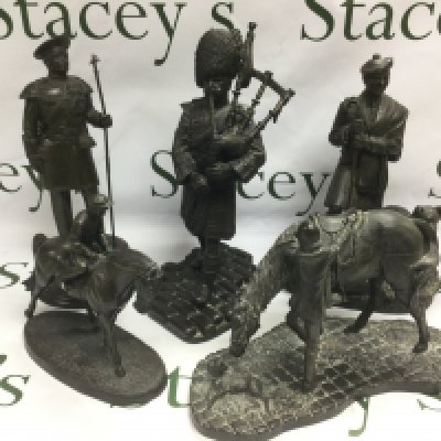Ten simulated bronze figures, various subjects. Some damage. Shipping category D.