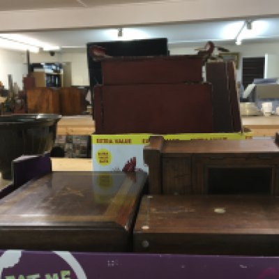 Two boxes containing various oriental lacquered boxes etc and other various wiring boxes