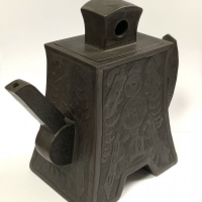 A Chinese republican period hi-Xiang terracotta teapot. 20cm.