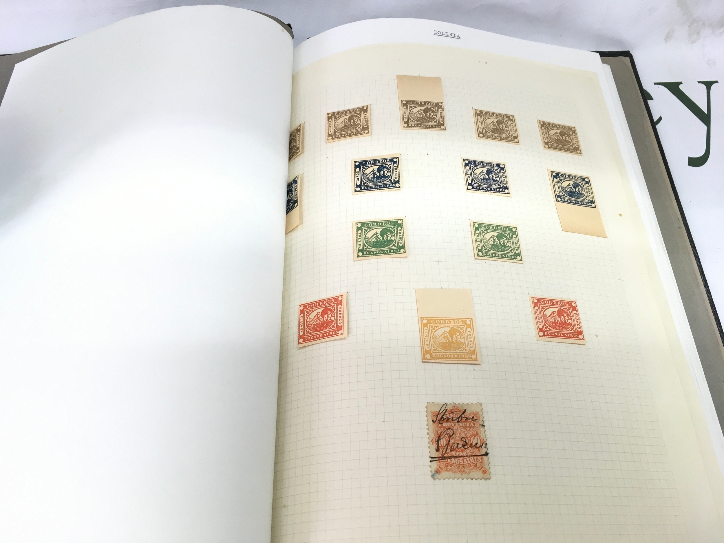 Stamp album including 19th and 20th Century stamps from Bolivia, Brazil, Colombia etc 