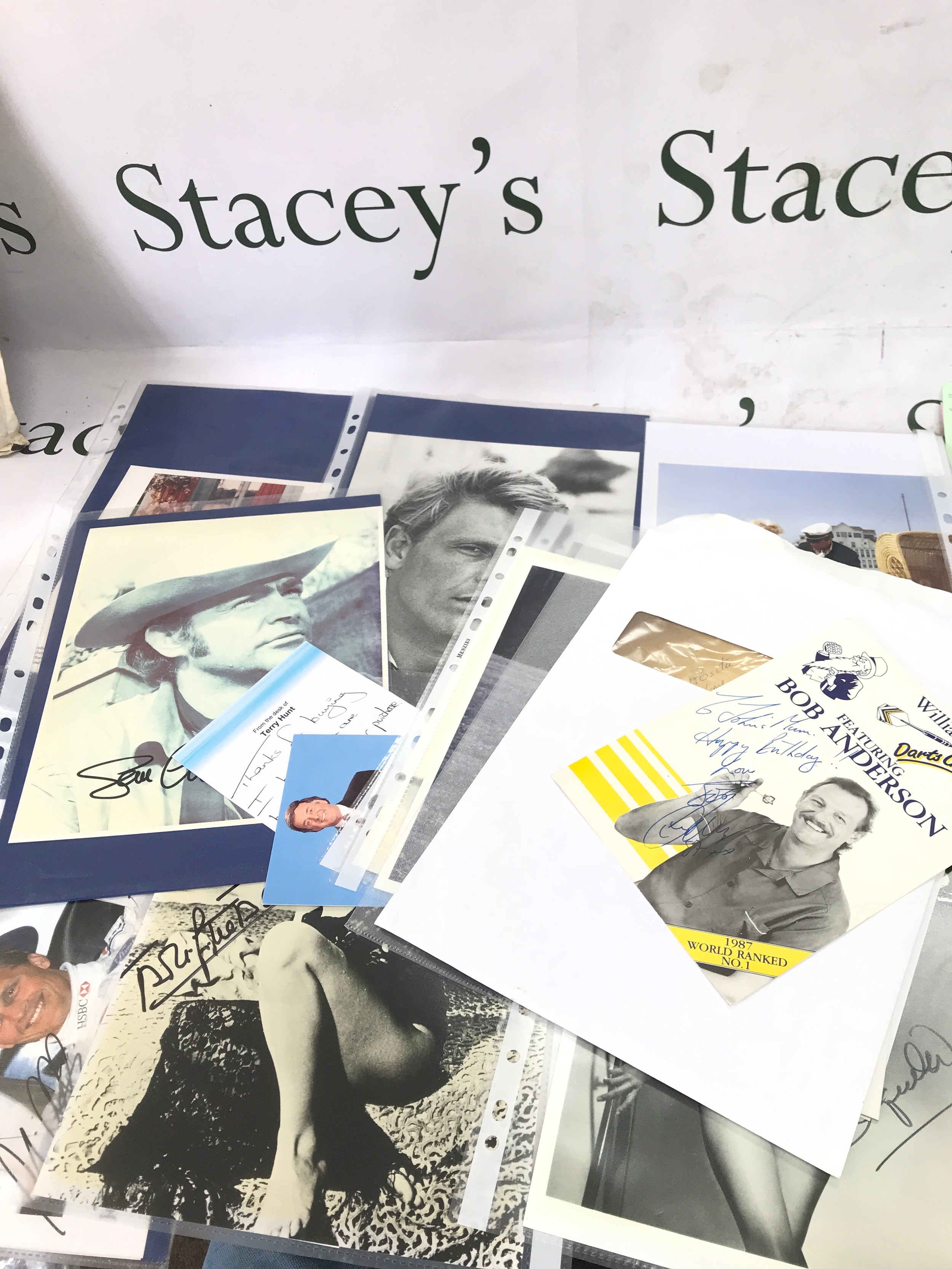 A Collection of autographs including Terry Wogan, Johnny Herbert, Sean Connery, Raquel Welch, Tony Blair etc. some with Certificates