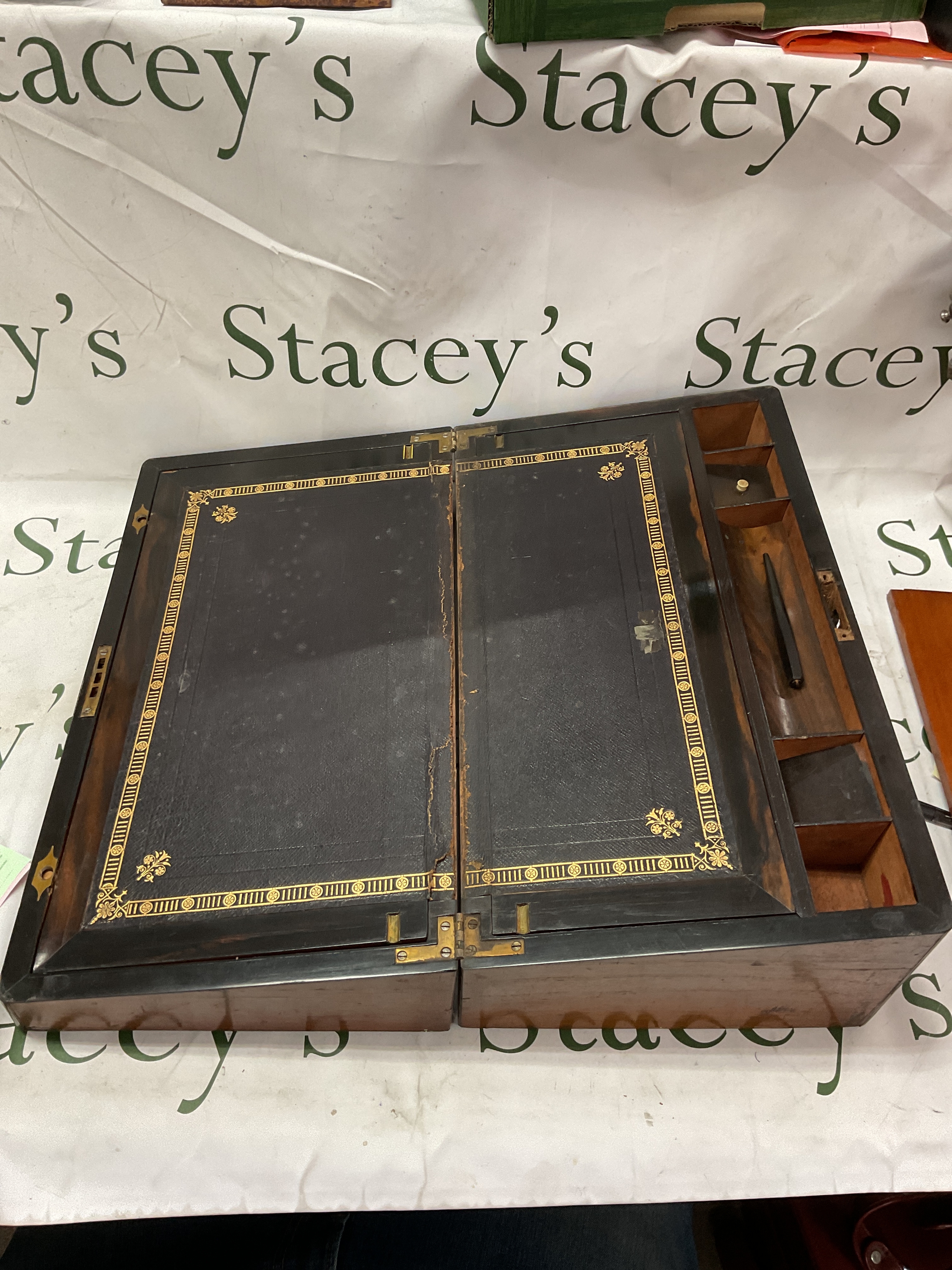 Victorian large writing slope, with secret drawer.