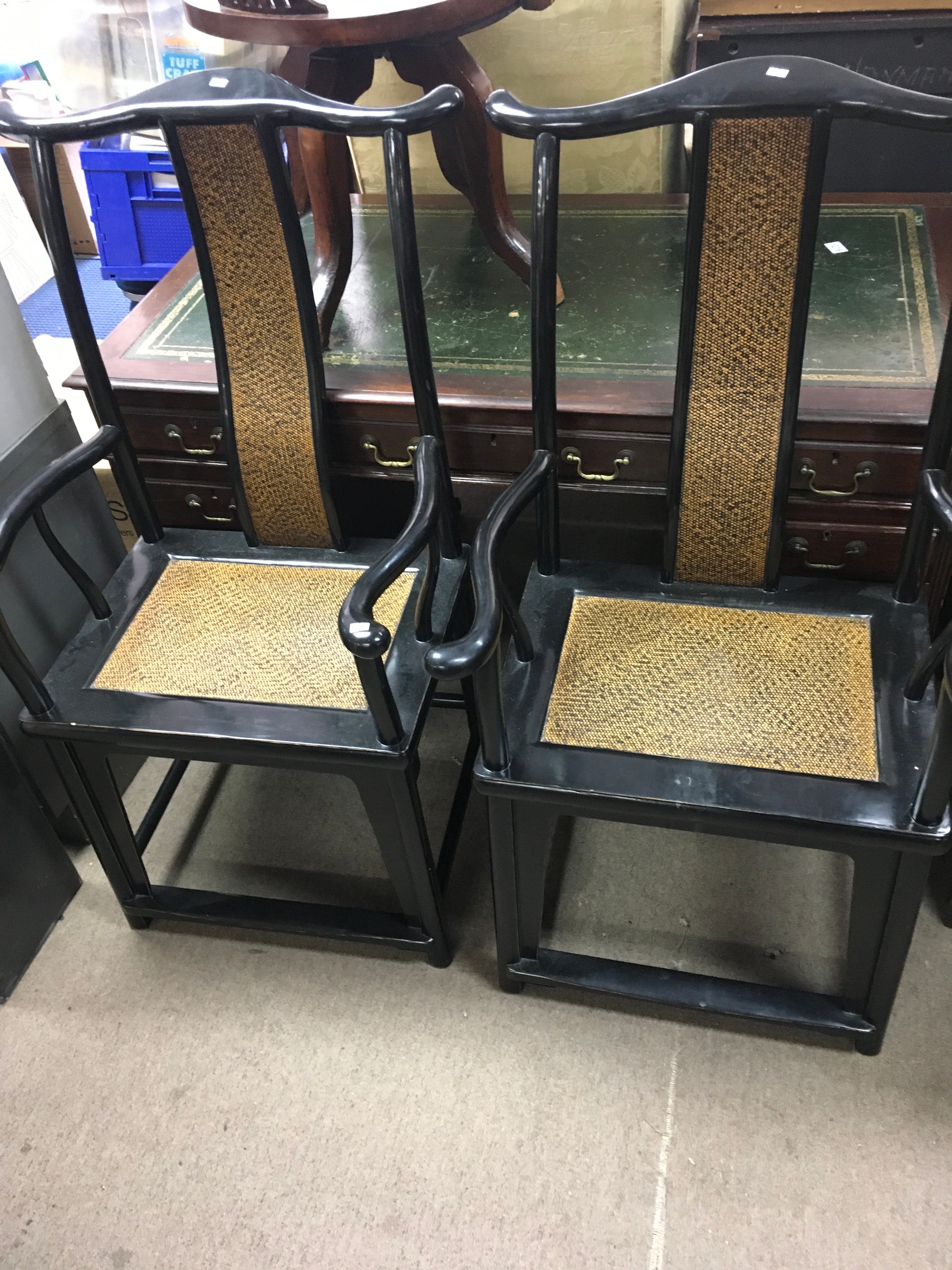 2 Chinese open armchairs 