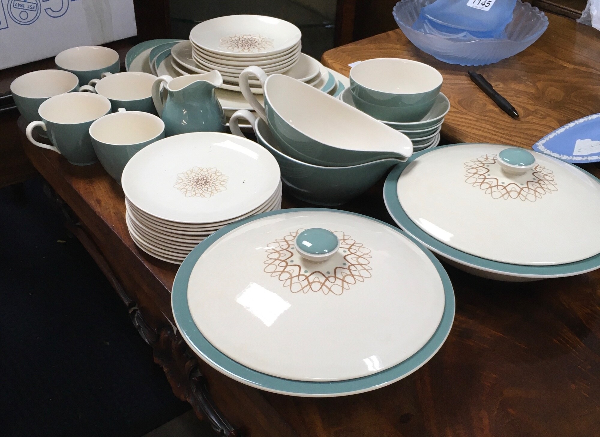 Royal Doulton table wear featuring a stylish turquoise design