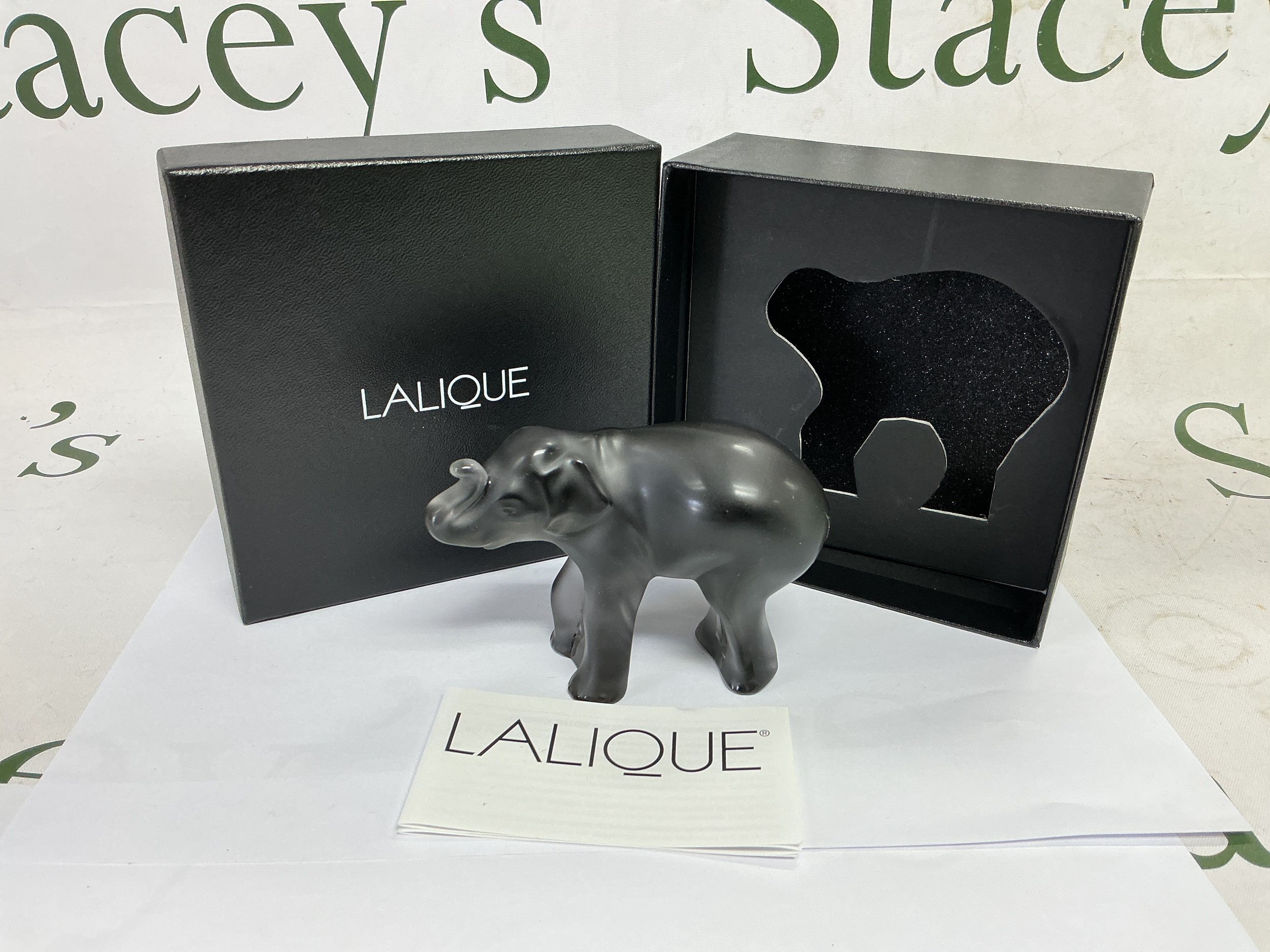 A boxed Lalique model of an elephant, approx height 8cm.