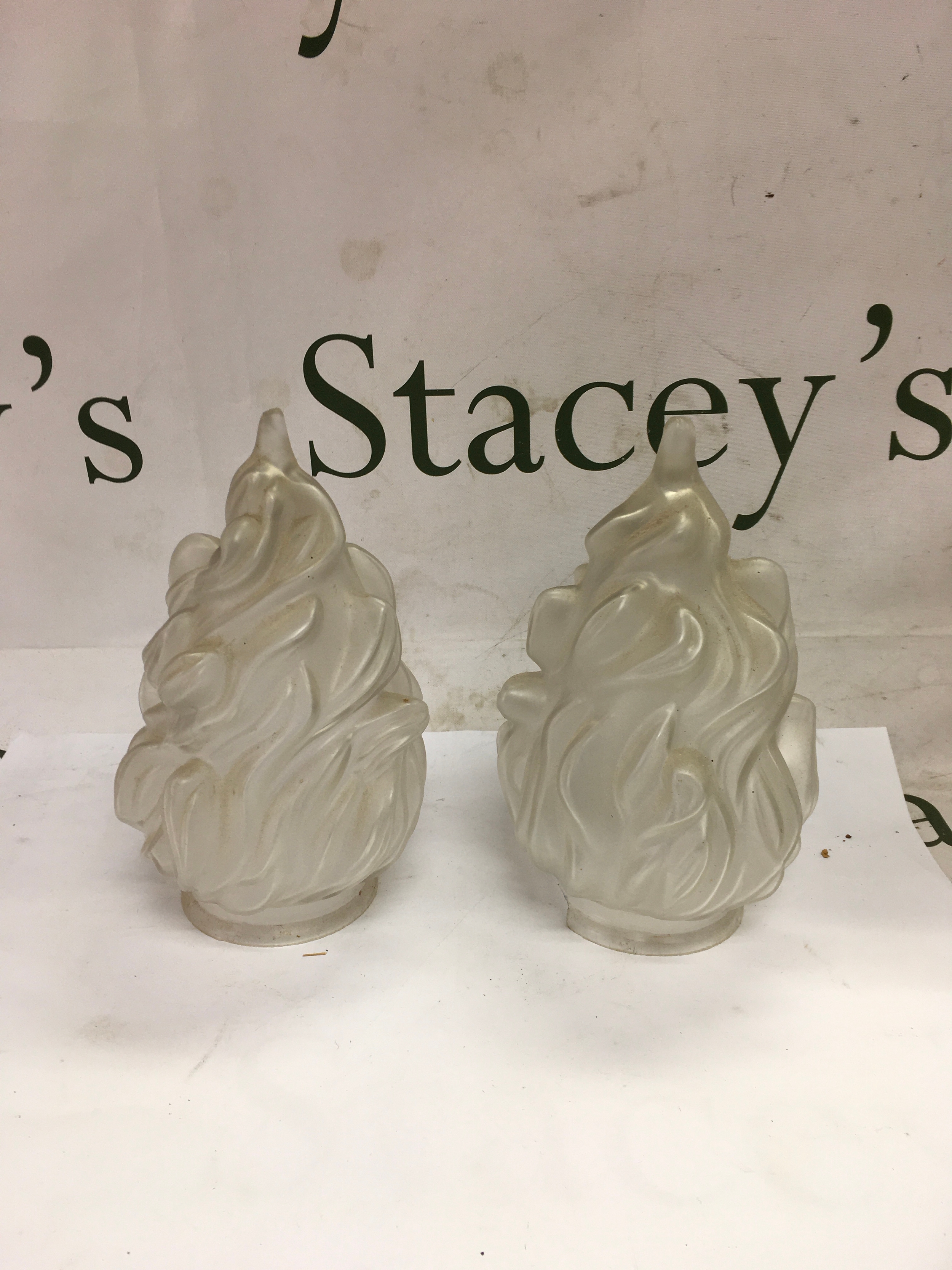 A pair of Art Deco glass lamp shades. 