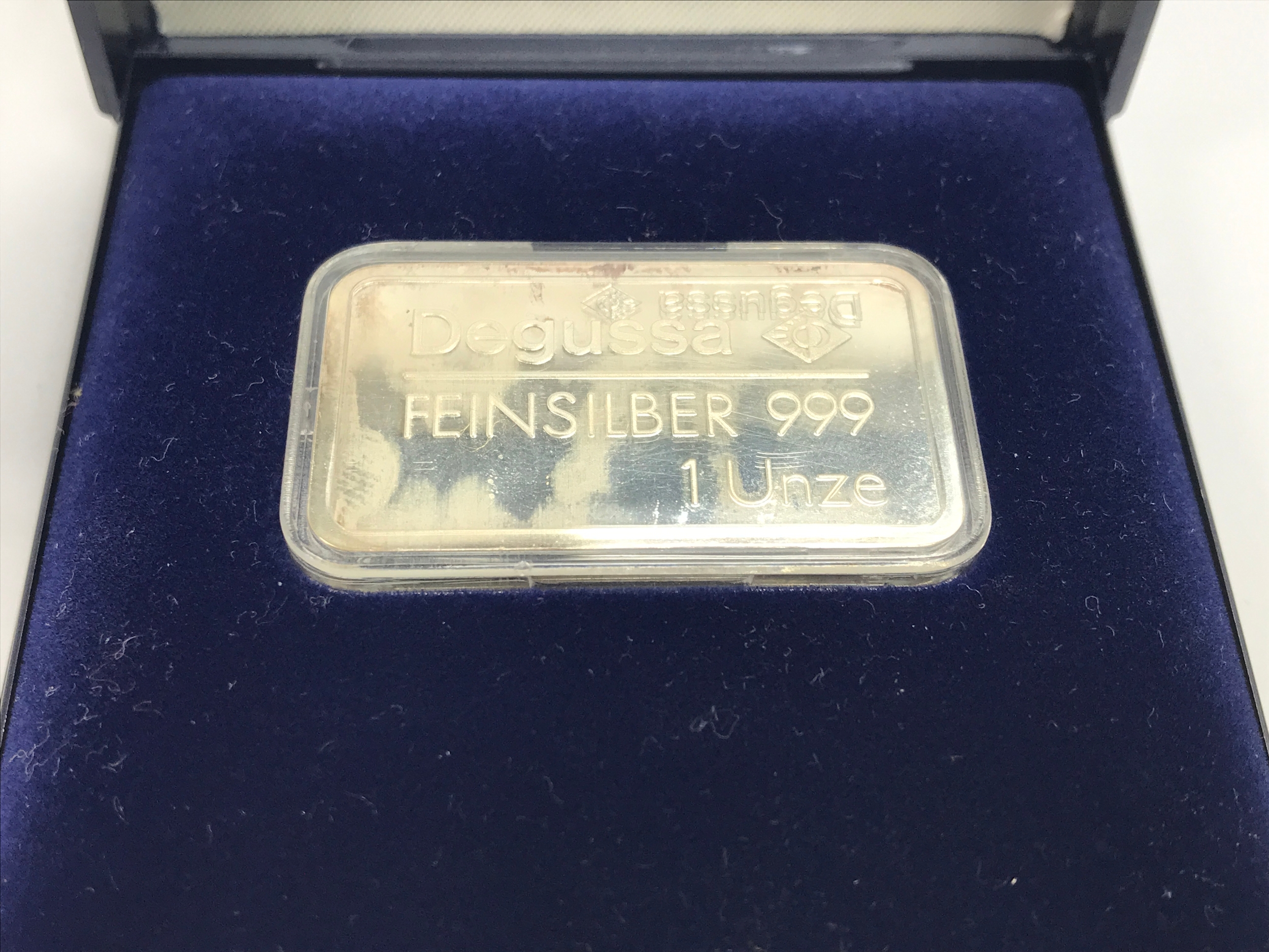 A 1oz fine silver Degussa bar