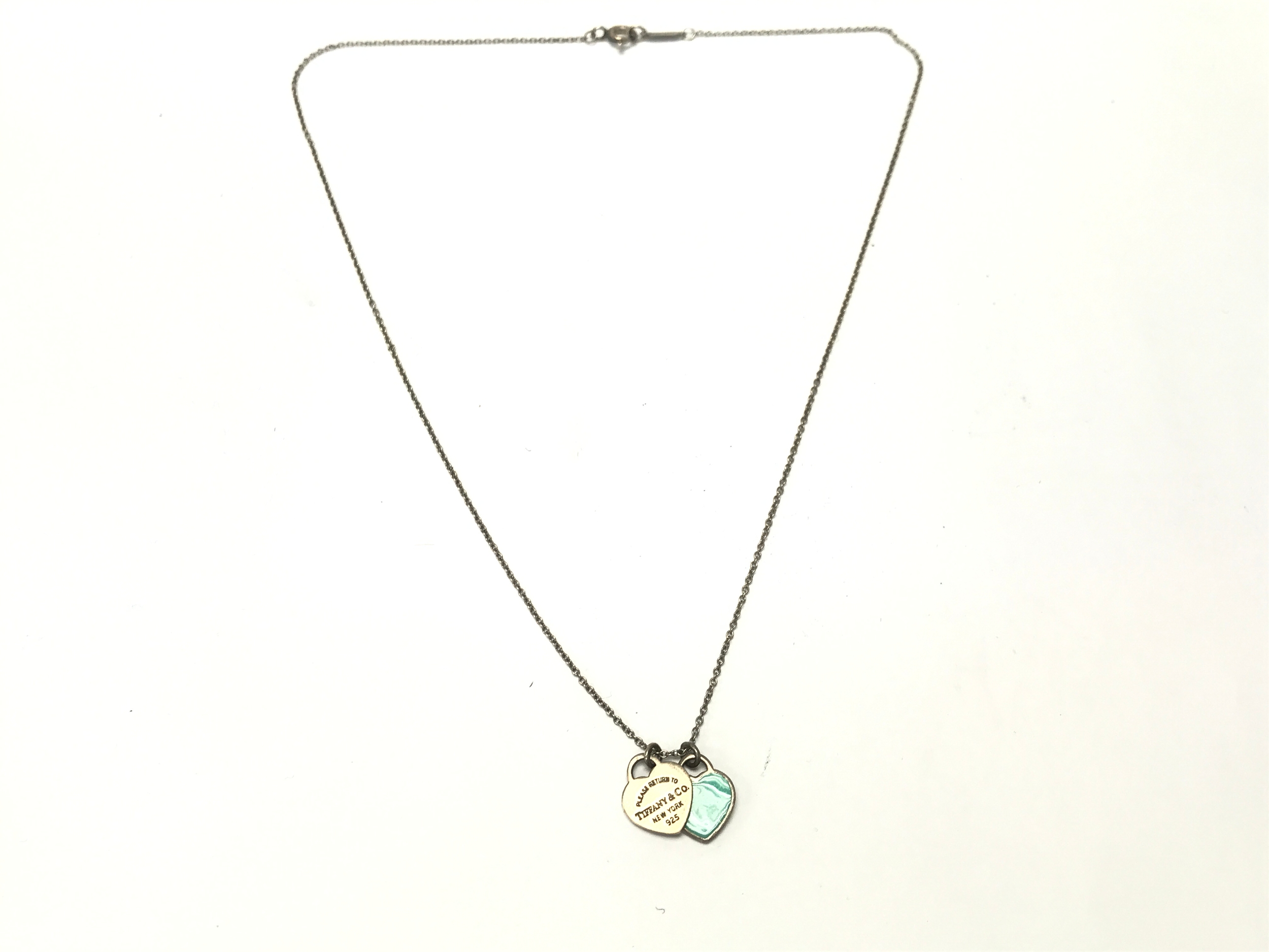 A Tiffany and Co silver double heart necklace 