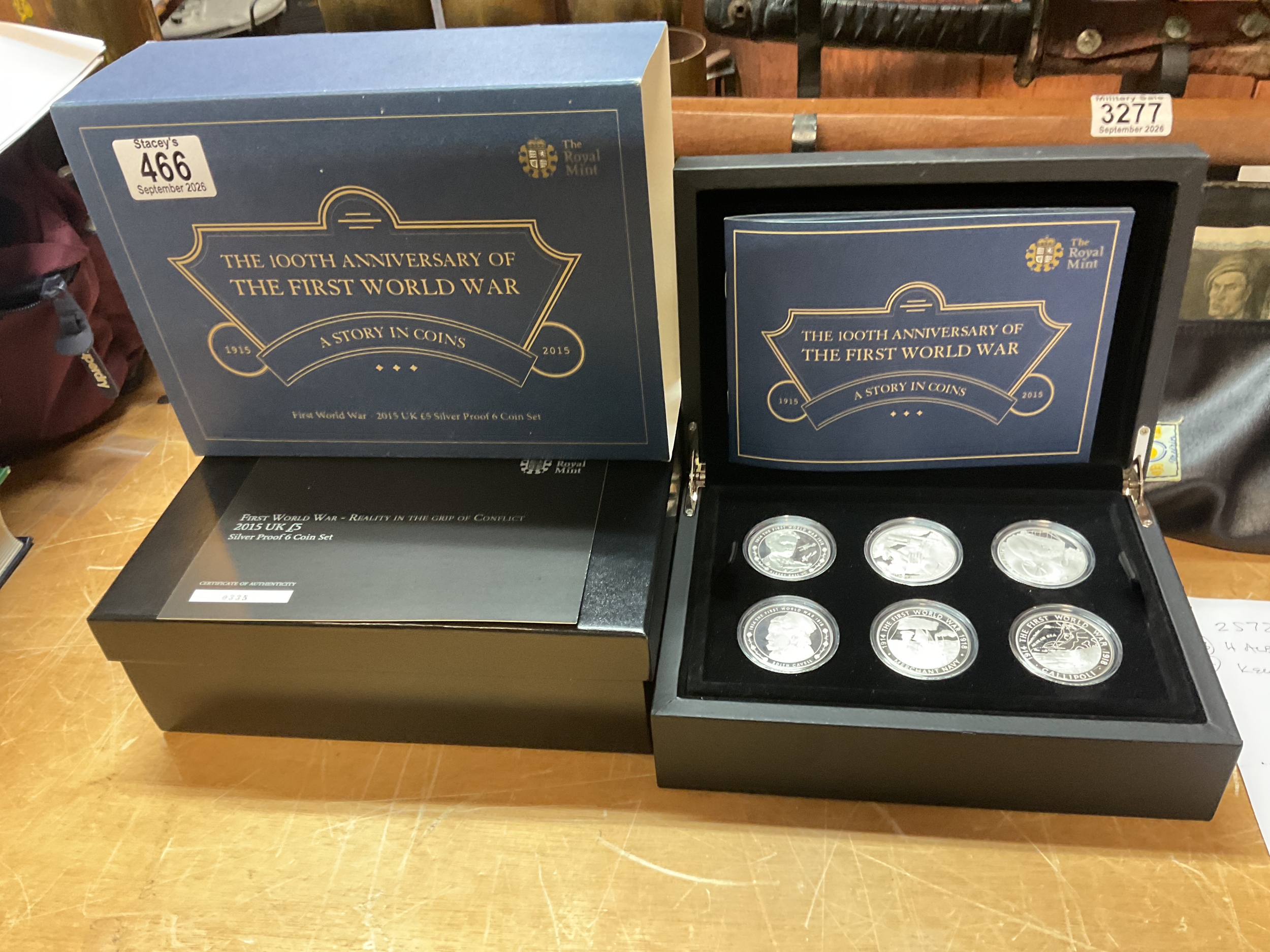 Cased set of six silver proof crowns "The 100th Anniversary of the First World War"