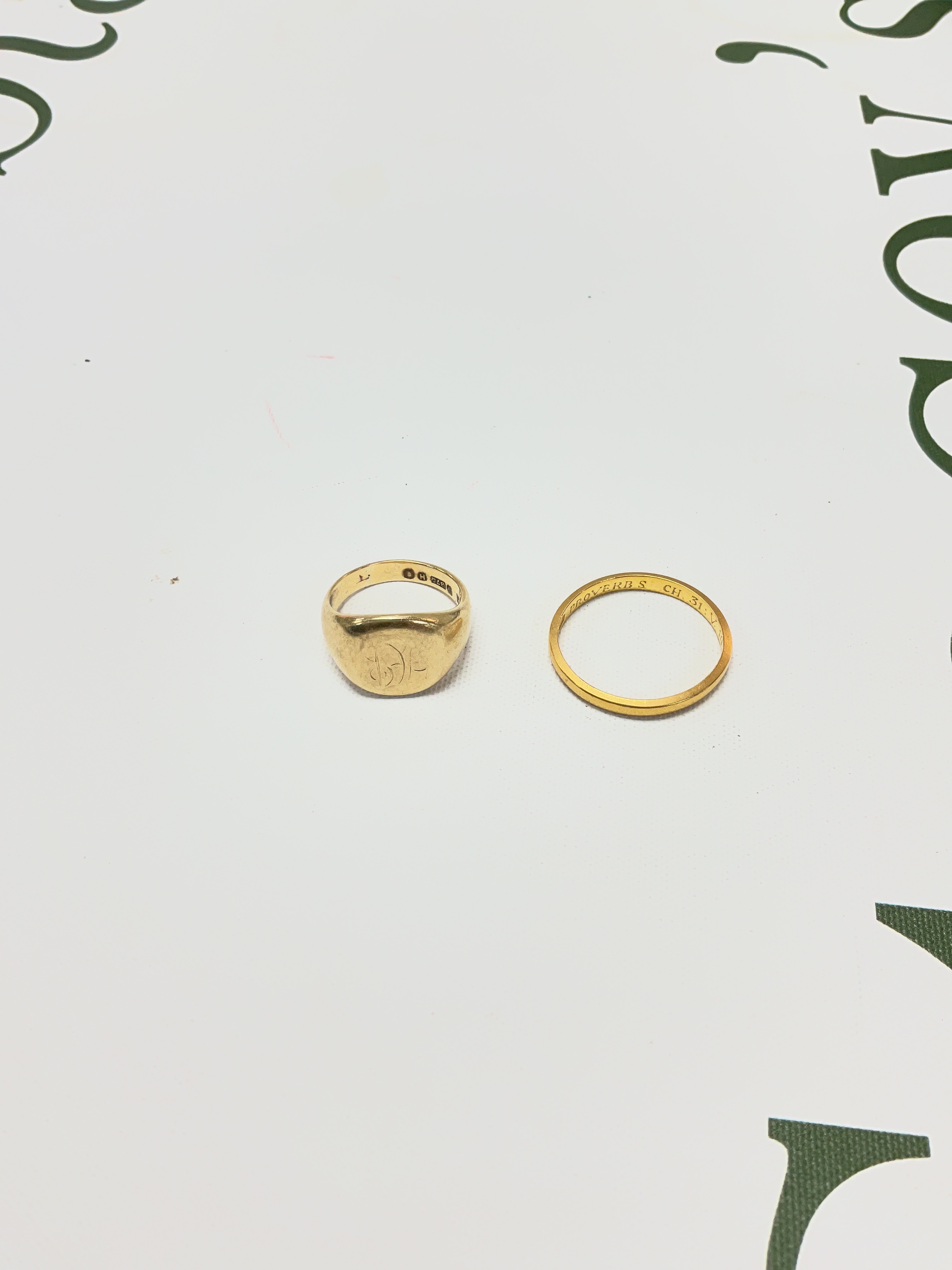 9ct ring 6.3grams 22ct ring 3 grams