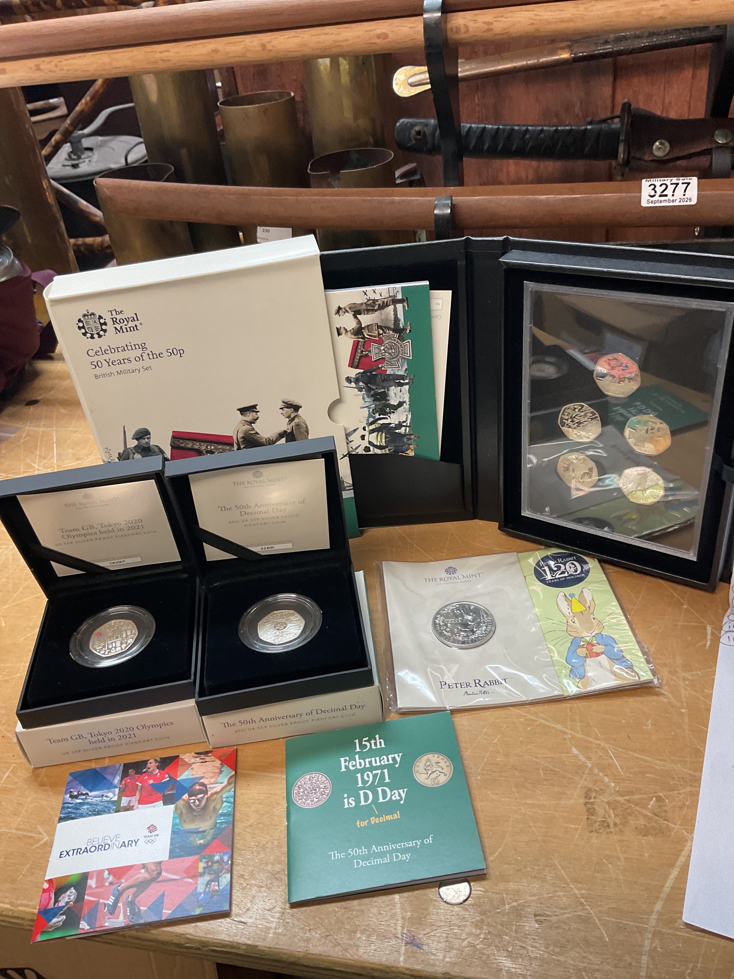 Pied fort proof team GB and Decimal Day along with VC set and Peter Rabbit coin.