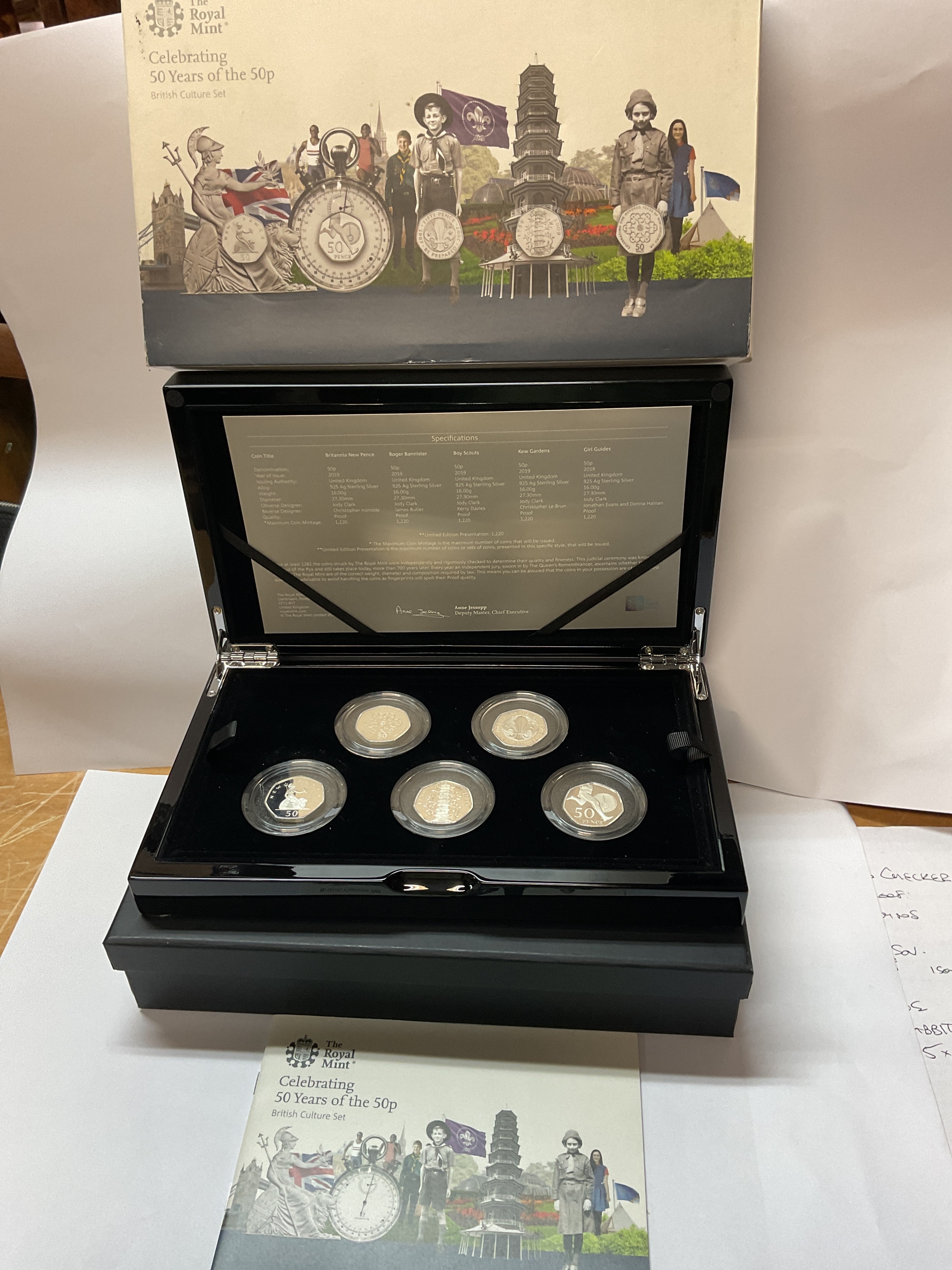 Royal Mint "Celebrating 50 years of the 50p". With Kew Gardens example .