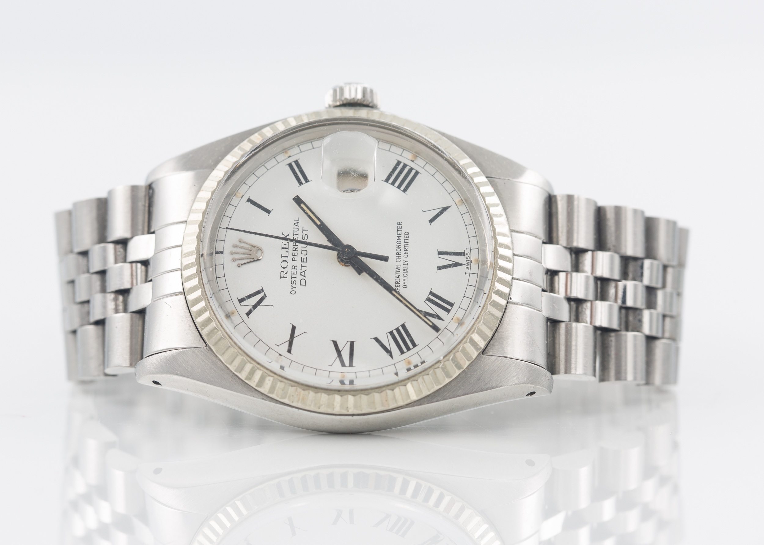 Rolex Oyster Perpetual Datejust 36 featuring a white "Buckley" dial.  Circa 1979 based on serial number 60661**