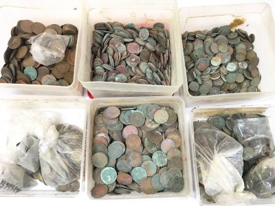 6 Tubs Containing Used Circulated Coinage.(6).
