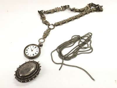 A Victorian/ Edwardian group including a silver hallmarked locket,