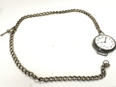 A silver hallmarked watch and sterling silver chain