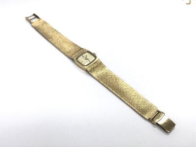 A ladies 9ct gold record de luxe watch with silver dial. 17 jewelled lever , Incabloc, 31g total weight