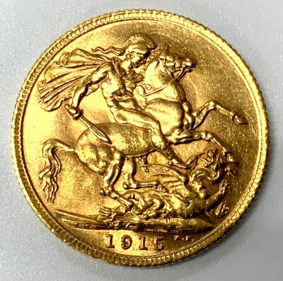 A full 1915 George V full sovereign, circulated condition.