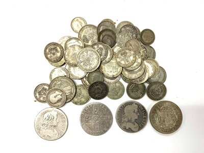 A collection of pre-1947 British silver coinage, approx 480g to include 1937 George VI crown, Charles II 1673 / 1676 Crown, William III crown.