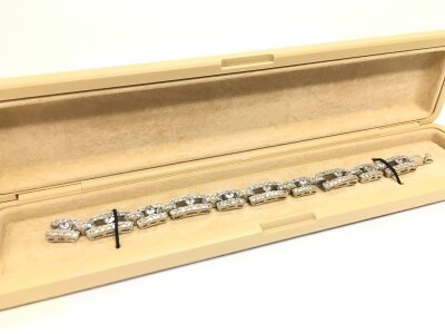 A diamonte bracelet (925 on clasp) silver