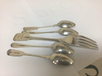 A collection of mixed George III silver cutlery weight 140g