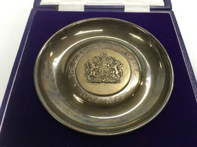 A silver hallmarked jubilee dish. Approx weight 75.4 grams.