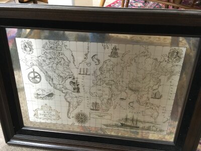 A framed Royal Geographical Society silver map. Map size 56x38cm