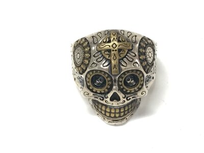 A heavy silver gents skull ring. Size U 1/2 and 18.71g