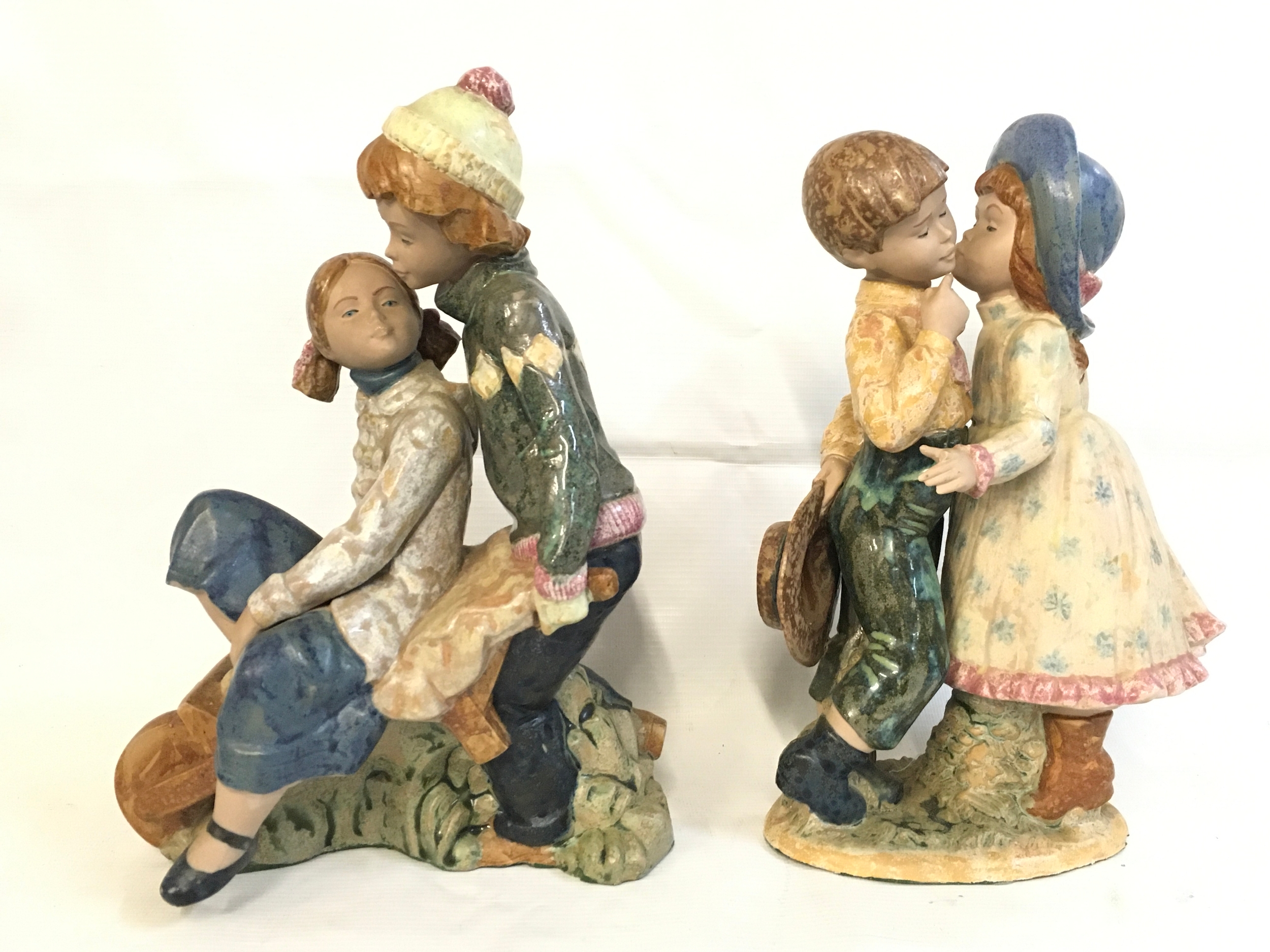 Two spanish ceramic children figure groups Porcelina ARTISTICA