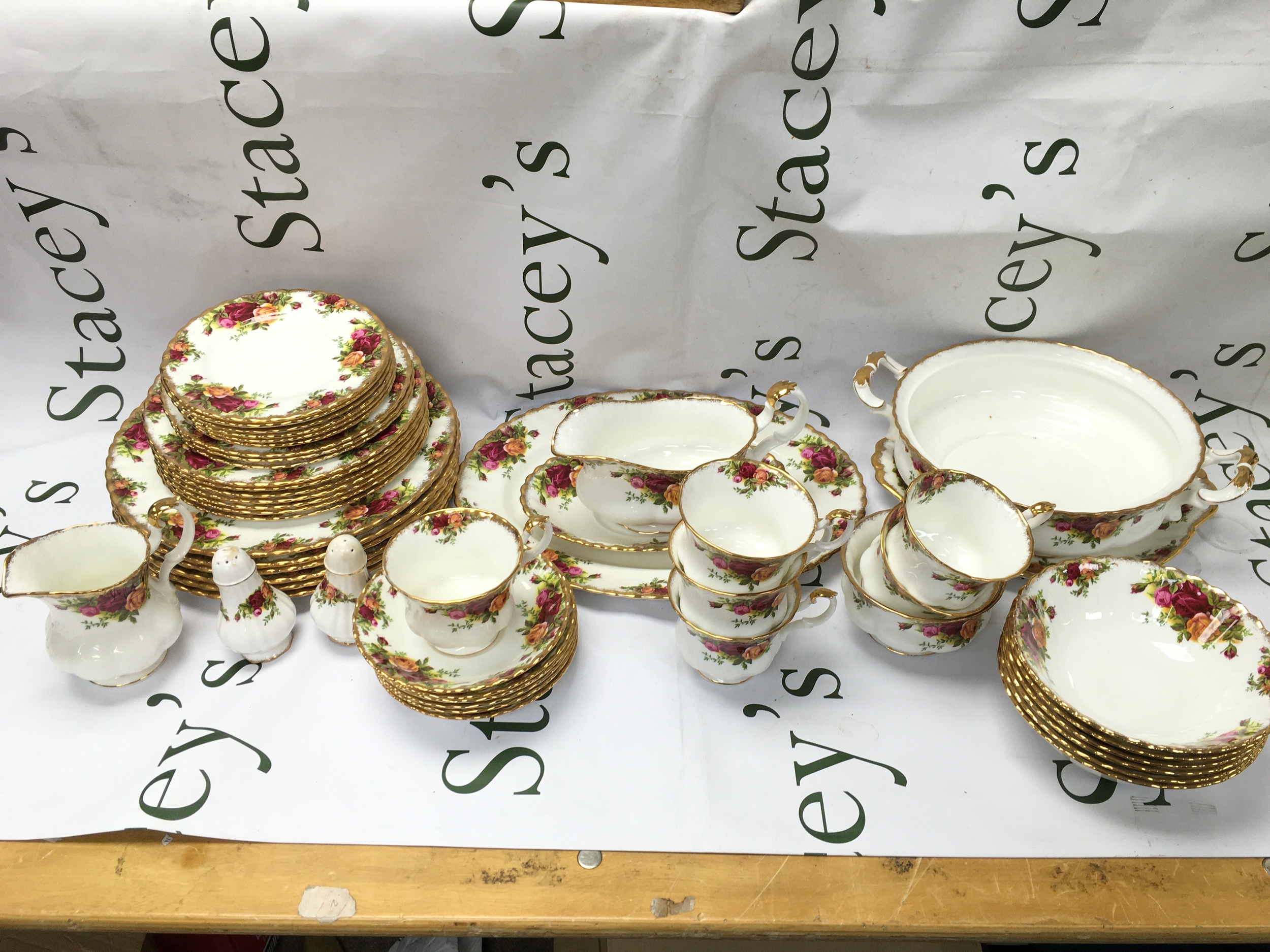 A Royal Albert old country roses dinner service including plates, cups etc