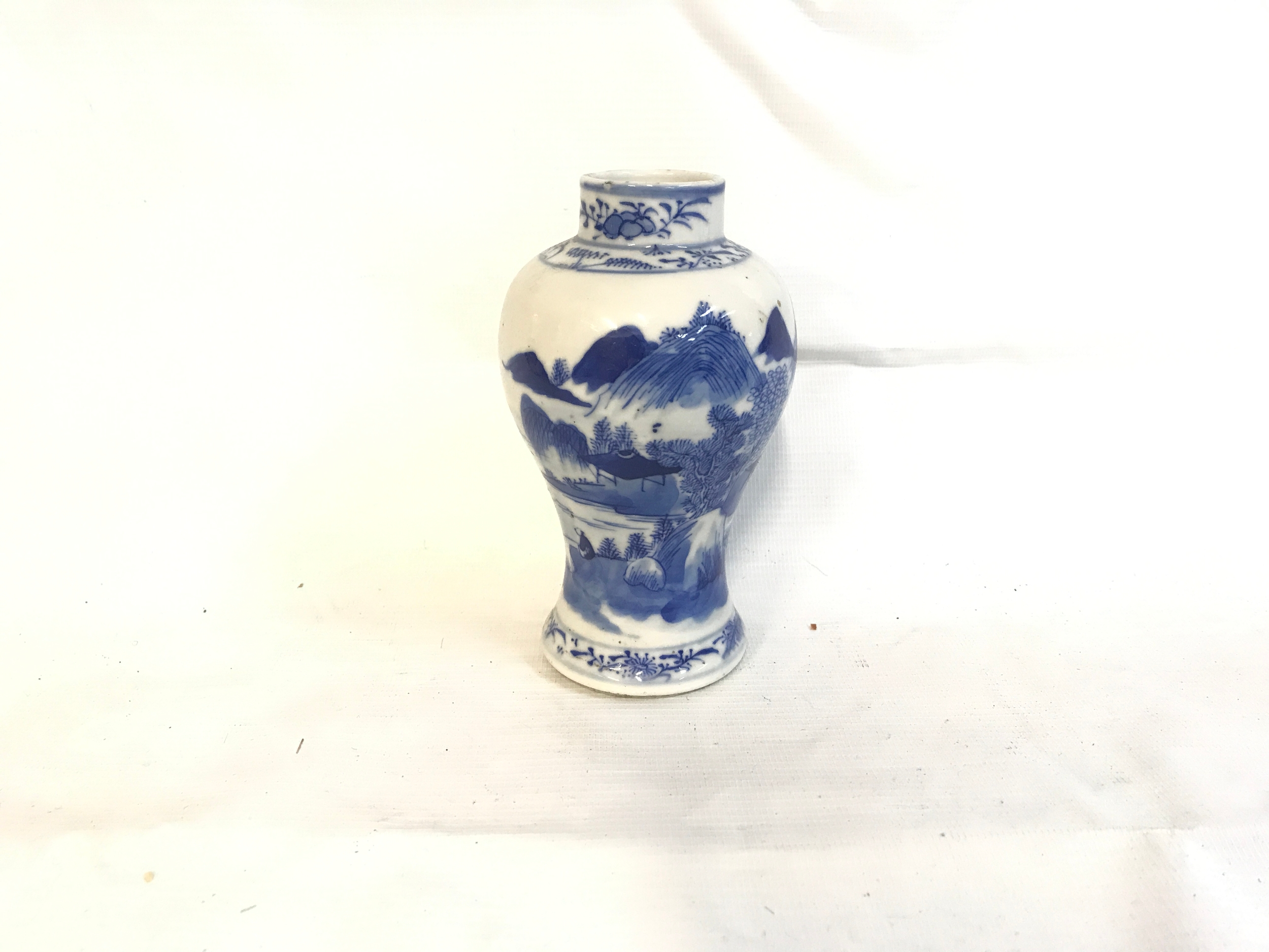 Chinese blue and white porcelain vase - landscape scene, kangxi mark NO RESERVE